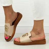 Klapki i japonki damskie - Beżowe płaskie klapki damskie Vinceza 73501 - miniaturka - grafika 1