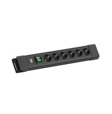 BACHMANN CONNECTUS 6xCEE7/3, 1xswitch 2.0m CEE7/7 Czarny