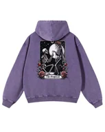 Bluzy męskie - Bluza oversize Grave Proposal Szkielet Róże Gotyk Mroczna Fioletowy XL - miniaturka - grafika 1