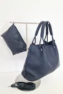 Torebki damskie - Granatowa Duża Torba na Ramię z Kosmetyczką UNI - miniaturka - grafika 1