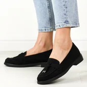 Mokasyny damskie - Czarne zamszowe mokasyny damskie Vinceza 58234 - miniaturka - grafika 1