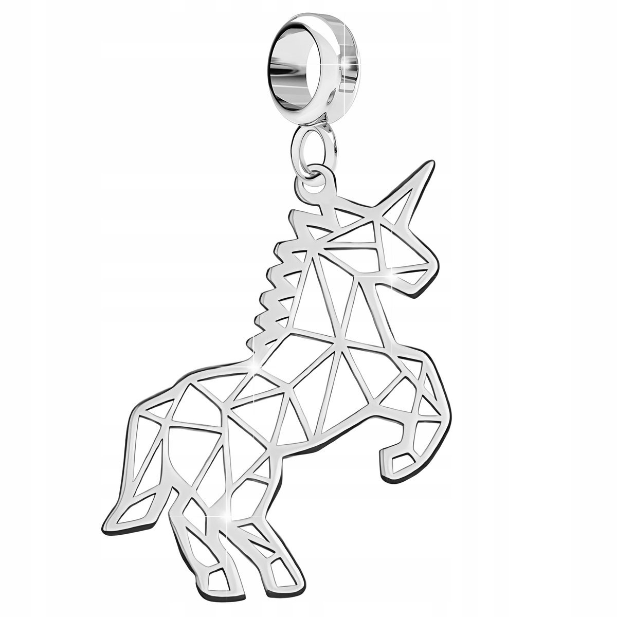 Charms Srebrny Blaszka z Jednorożcem Ażurowy Jednorożec Origami SREBRO 925