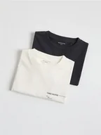 Koszulki dla chłopców - Reserved - Bawełniany t-shirt 2 pack - złamana biel - miniaturka - grafika 1
