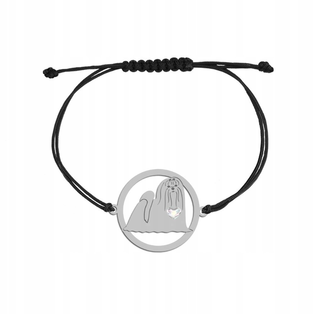 Bransoletka Srebrna z psem Maltańczyk 925 sznurek Kobieta Biżuteria GRAWER