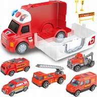 Zabawki zdalnie sterowane - 2 x CIĘŻARÓWKA STRAŻACKA WALIZKA ŚWIATŁO DŹWIĘK MATADI WÓZ STRAŻACKI + 6 AU - miniaturka - grafika 1