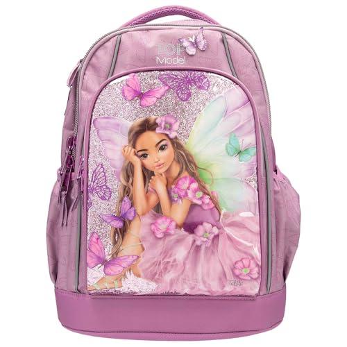 Depesche 12780 TOPModel Fairy Love – plecak szkolny w kolorze Mauve z motywem modelu i motylami, torba szkolna z regulowanymi ramiączkami