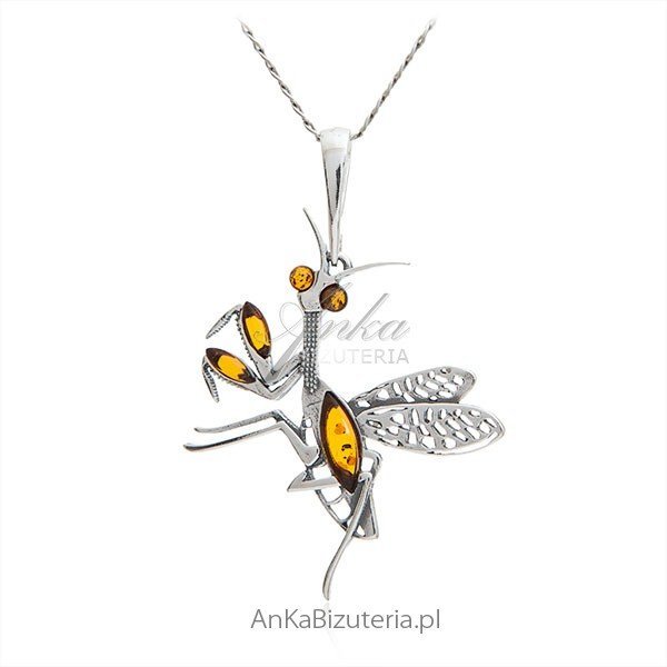 ankabizuteria.pl Zawieszka srebrna z bursztynem - Owad