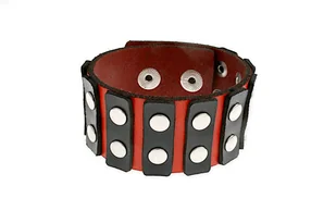 Bransoletka Czerwono Czarna Z Nitami - Bransoletki - miniaturka - grafika 1