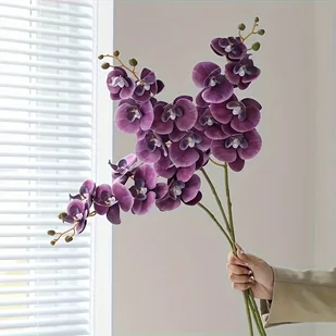TEMU 3 szt., Sztuczne Kwiaty Phalaenopsis, Długie Łodygi Sztucznych Kwiatów Phalaenopsis, Dekoracja Wazonowa do Salonu, Walentynki, Dzień , Dekoracja - Sztuczne kwiaty - miniaturka - grafika 1
