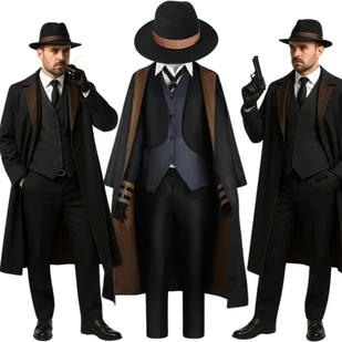 Strój Kostium Szpieg Agent Retro Garnitur Detektyw Gangster 2Xl 3Xl 182 188 - Stroje karnawałowe - miniaturka - grafika 1