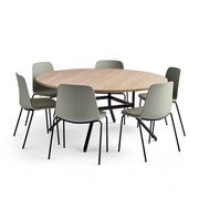 Stoły i stoliki do biura - Zestaw mebli VARIOUS+LANGFORD, 1 stół i 6 szarobrązowych krzeseł - miniaturka - grafika 1