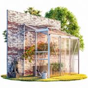Szklarnie ogrodowe - Szklarnia przyścienna Aluminiowa 190x122x202cm z oknami - miniaturka - grafika 1