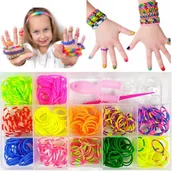 Prace ręczne dla dzieci - Gumki Do Robienia Bransoletek Biżuterii Zestaw Gumek Loom Bands W Etui - miniaturka - grafika 1