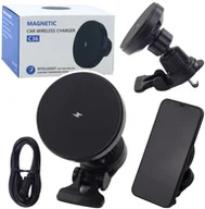 Uchwyty samochodowe do telefonów - Uchwyt Samochodowy Magnetyczny Z Ładowarką Indukcyjną 15W - miniaturka - grafika 1