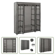 Szafy - The Living Store Szafa materiałowa z przegrodami Drążek na ubrania Szary 150x45x176cm - miniaturka - grafika 1