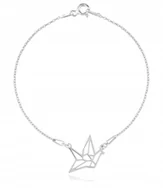 Bransoletki - Bransoletka żuraw ptak origami srebro 925 HIT! - miniaturka - grafika 1