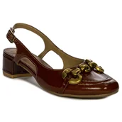 Czółenka - Maciejka Czółenka damskie brązowe lakierowane-38 - miniaturka - grafika 1