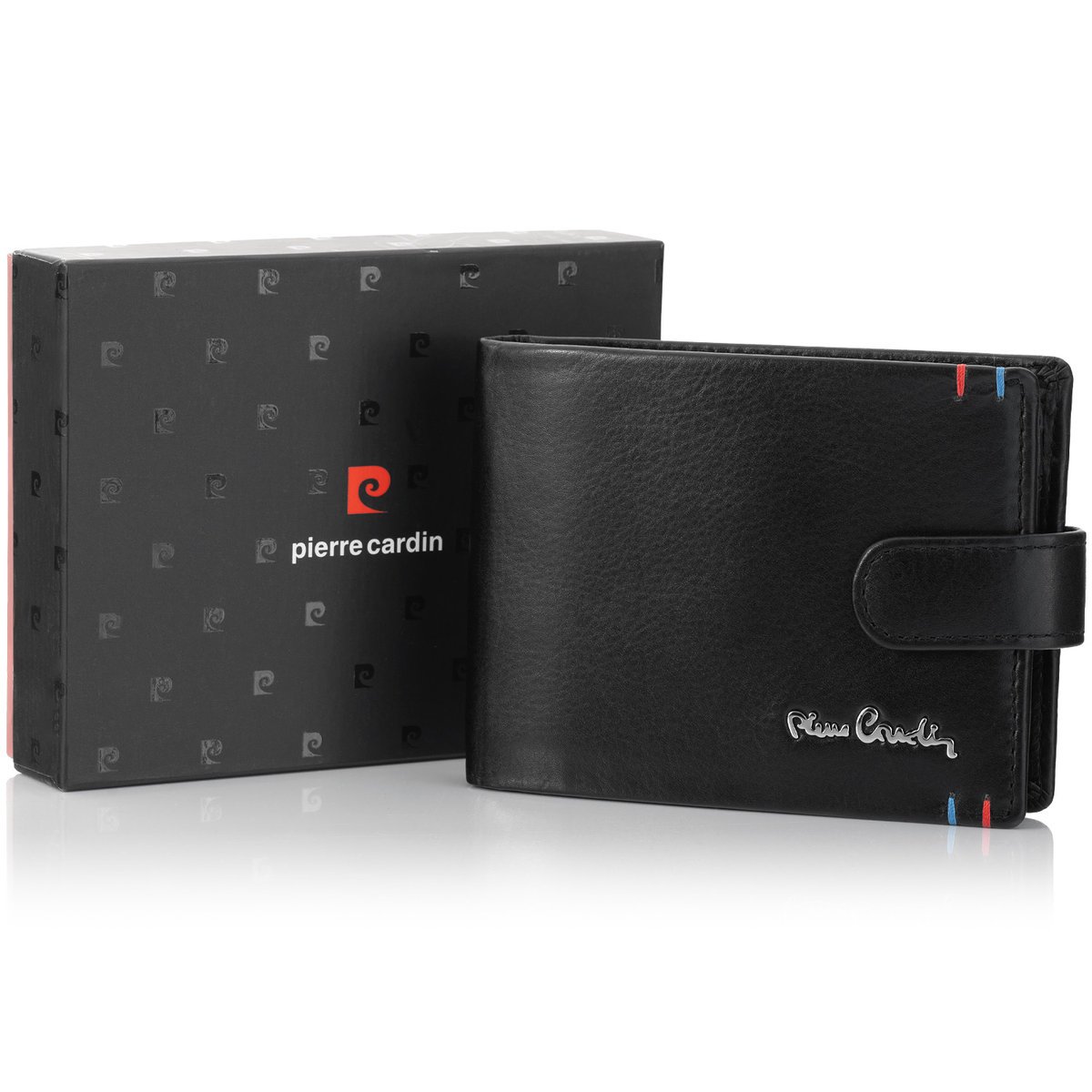 Zapinany portfel męski Pierre Cardin z przeszyciami YS606 8806A z RFID
