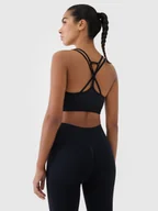 Bielizna sportowa damska - 4F Biustonosz treningowy z niskim wsparciem - czarny XS/S - miniaturka - grafika 1
