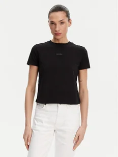 Calvin Klein Jeans T-Shirt Placed Institutional J20J225524 Czarny Slim Fit - Koszulki i topy damskie - miniaturka - grafika 1