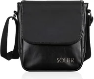 Teczki i aktówki - Solier Torba skórzana listonoszka czarna - miniaturka - grafika 1