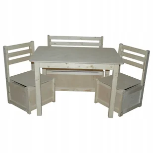 STOLIK 2 KRZESEŁKA ŁAWECZKA ZE SCHOWKIEM MALUCH - Zestawy mebli dla dzieci - miniaturka - grafika 1