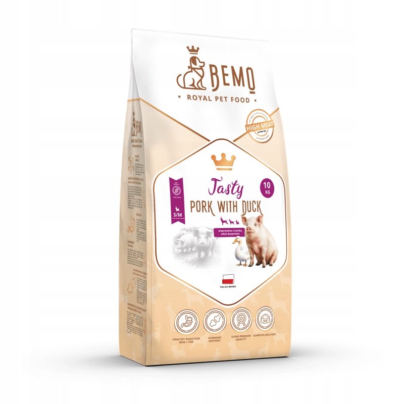 Karma Sucha Dla Psa Bemo Tasty 10KG Wieprzowiną Kaczką Dużych Średnich Ras