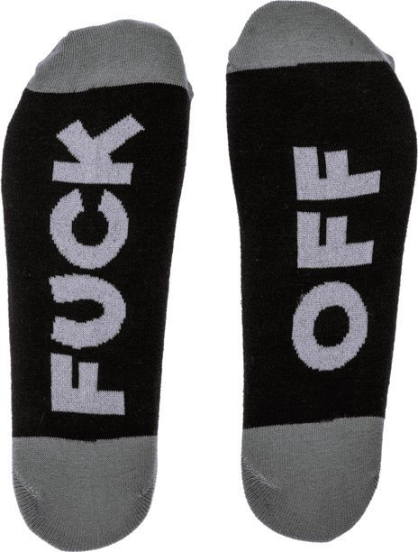 Out of the blue Długie Skarpetki z Napisem - FUCK OFF szaro-czarne