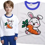 Piżamy dla dziewczynek - Piżama dziecięca Wesoły Królik Zając Trzymający Wielką Marchew 98/104 - VoloDonum - miniaturka - grafika 1