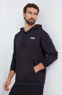 Hummel bluza bawełniana męska kolor czarny z kapturem gładka - Bluzy męskie - miniaturka - grafika 1