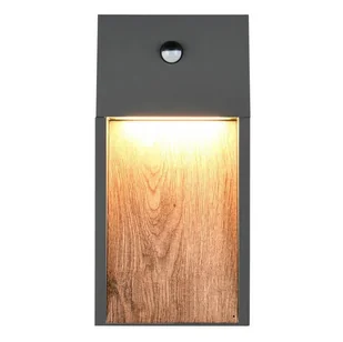 Lampa balkonowa ścienna Salmon 246969135 Trio LED 13W 3000K IP44 z czujnikiem drewniana - Lampy ogrodowe - miniaturka - grafika 1