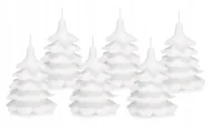 Świece - 6 x świeczki świąteczne choinka 10 cm biała - miniaturka - grafika 1