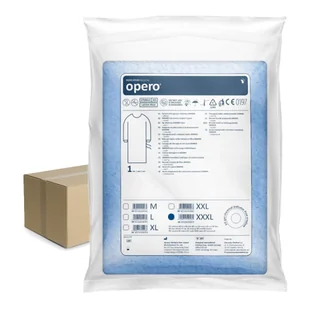 Fartuch chirurgiczny sterylny XXXL z mankietem, wiązany na troki (włóknina SMMMS 35g) 50szt - Odzież medyczna - miniaturka - grafika 1