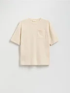 Koszulki dla chłopców - Reserved - T-shirt oversize - beżowy - miniaturka - grafika 1