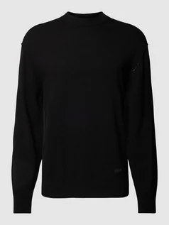 Swetry męskie - Sweter z dzianiny z naszywką z logo - grafika 1