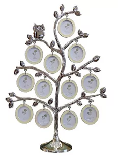 DRZEWKO Z RAMKAMI NA ZDJĘCIA 12 SZT. POSREBRZANE, SOWA GRAWER - Ramki na zdjęcia - miniaturka - grafika 1