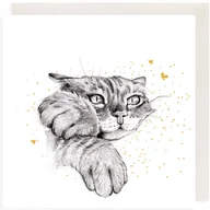 Kartki okolicznościowe i zaproszenia - Clear Creations Karnet Złocony CL3806_BL Kot - miniaturka - grafika 1