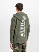 Bluzy męskie - Alpha Industries Bluza rozpinana Back Print Zip Hoody 128342 dark olive - miniaturka - grafika 1