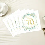 Inne - TEMU 20szt. Serwetki na 70. Rocznice, Elegancki Złoty i Turkusowy Wzór Kwiatowy, Wysokiej Jakości Jednorazowy, Idealne na Urodziny i Rocznice, - miniaturka - grafika 1