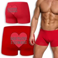 Majtki damskie - BOKSERKI MĘSKIE CZERWONE Na Prezent KRĄŻĄ POGŁOSKI ŻE JESTEM BOSKI Wzory M - miniaturka - grafika 1