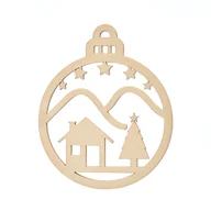 Bombki - Drewniana Bombka Choinkowa Zaśnieżony Domek - miniaturka - grafika 1