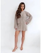 Komplety damskie - Komplet dzianinowy z mini spódniczką CARESSA - mocha mousse - miniaturka - grafika 1