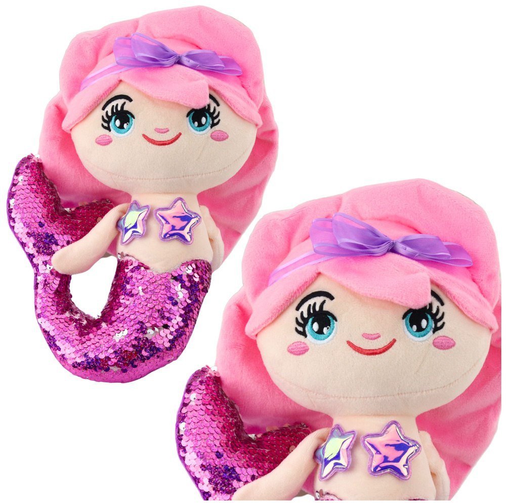 Pluszowa Syrenka Przytulanka Ogon W Cekiny Różowo-Fioletowa 28cm LEAN Toys