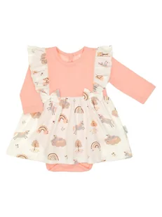 Niemowlęce sukienko-body na długi rękaw z nadrukiem kremowe Nicol,r.86 - Body dla niemowląt Niemowlęce sukienko-body na długi rękaw z nadrukiem kremowe Nicol,r.86 - Body dla niemowląt - miniaturka - grafika 1