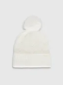 Czapki dla dzieci - 4F Czapka z pomponem dziewczęca - biała Uniwersalny - miniaturka - grafika 1