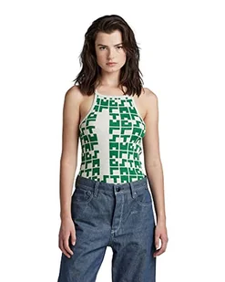 G-STAR RAW Damski top z nadrukiem Cropped Ultra Slim, Wielokolorowy (Oyster Mushroom/Jolly Green Tetris D23229-d263-d964), XXS - Koszulki i topy damskie - miniaturka - grafika 1