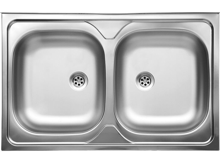 Zlew Kuchenny Slalowy INOX Nakładany Dwukomorowy 80x50 Zlewozmywak Syfon