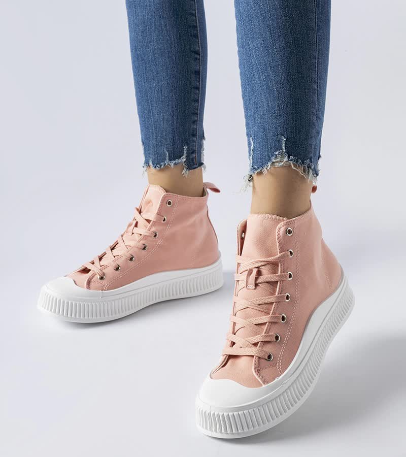 Różowe wysokie trampki na platformie Guerrino -37