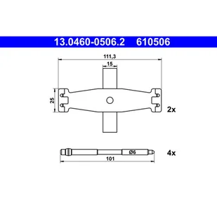 Zestaw akcesoriów klocków hamulcowych ATE 13.0460-0506.2 - Klocki hamulcowe - miniaturka - grafika 1
