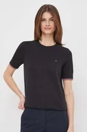 Swetry damskie - Tommy Hilfiger sweter bawełniany kolor czarny - miniaturka - grafika 1